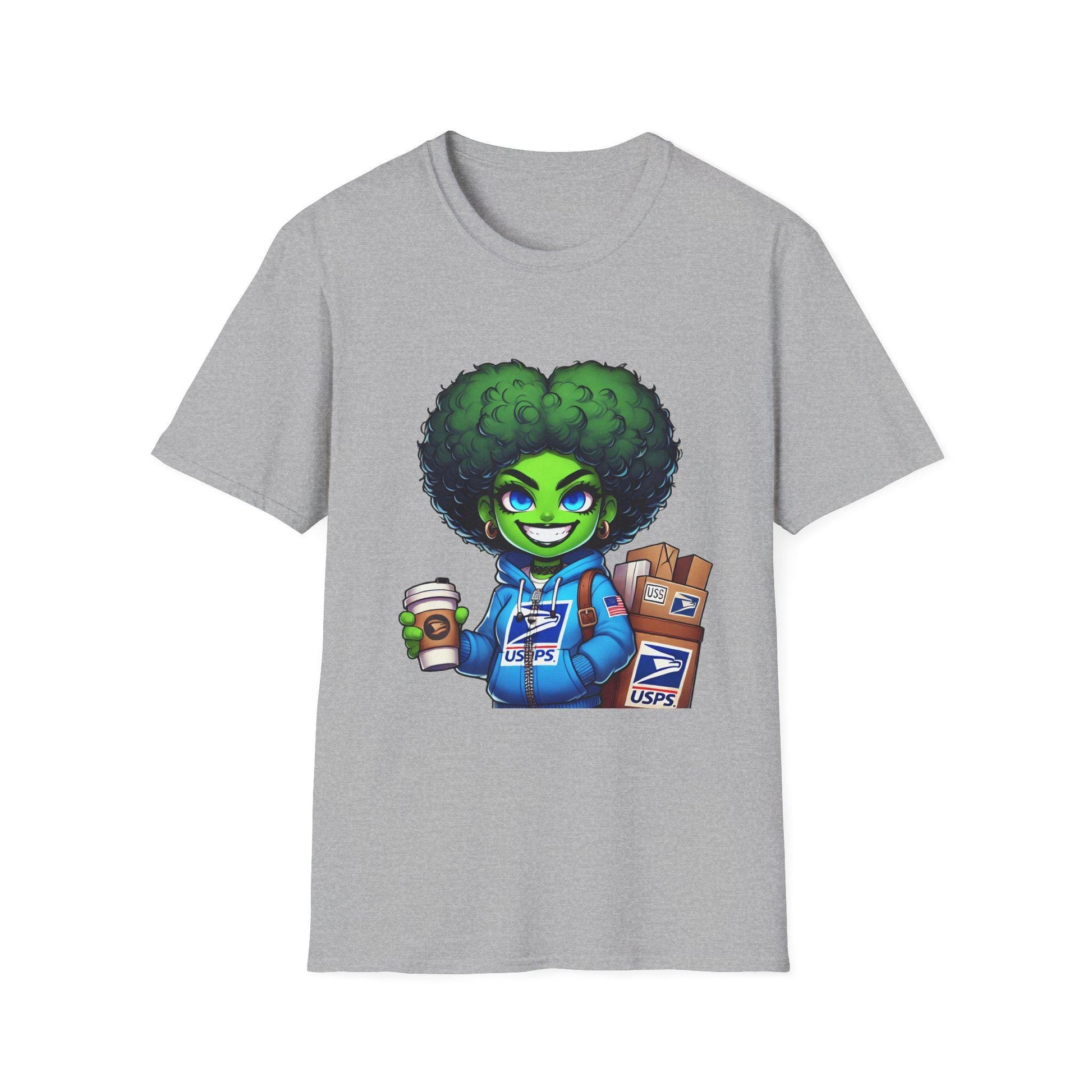 Funny Alien Delivery T-Shirt, USPS Gift for Mail Carriers, Unisex Softstyle Tee for Postal Workers, Comfy Graphic Shirt, Casual Wear