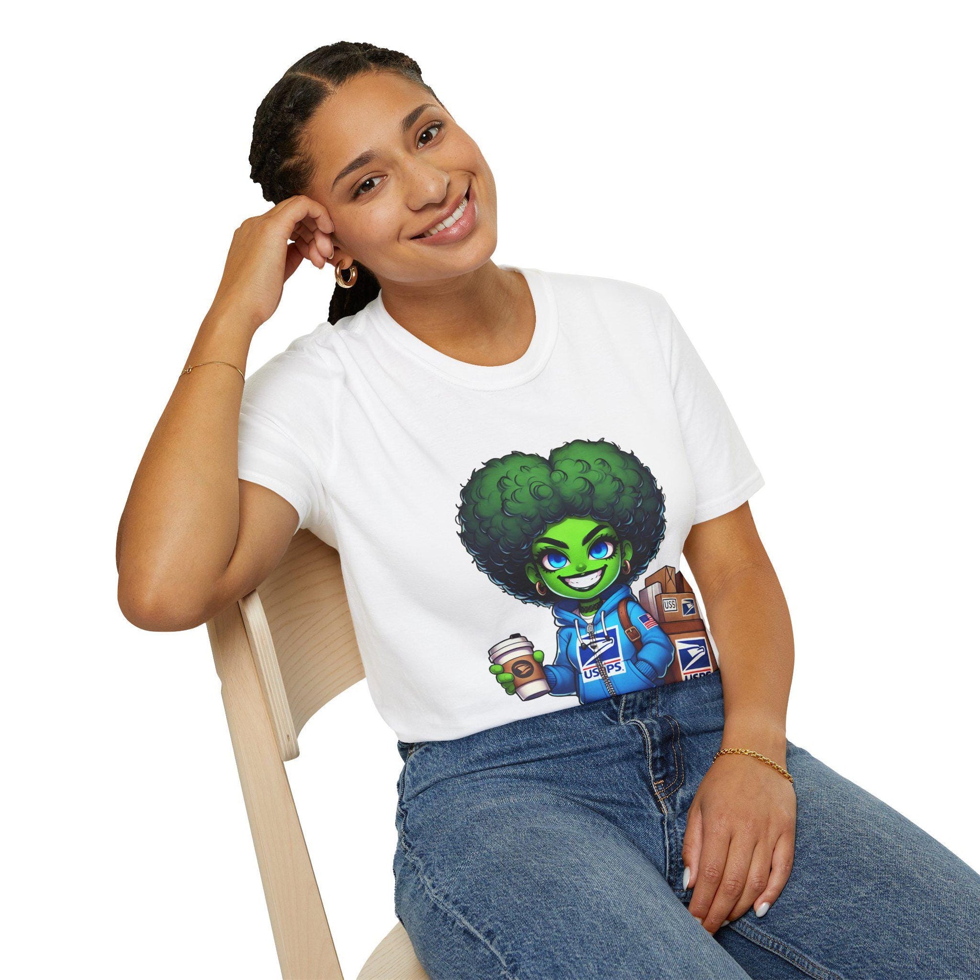 Funny Alien Delivery T-Shirt, USPS Gift for Mail Carriers, Unisex Softstyle Tee for Postal Workers, Comfy Graphic Shirt, Casual Wear