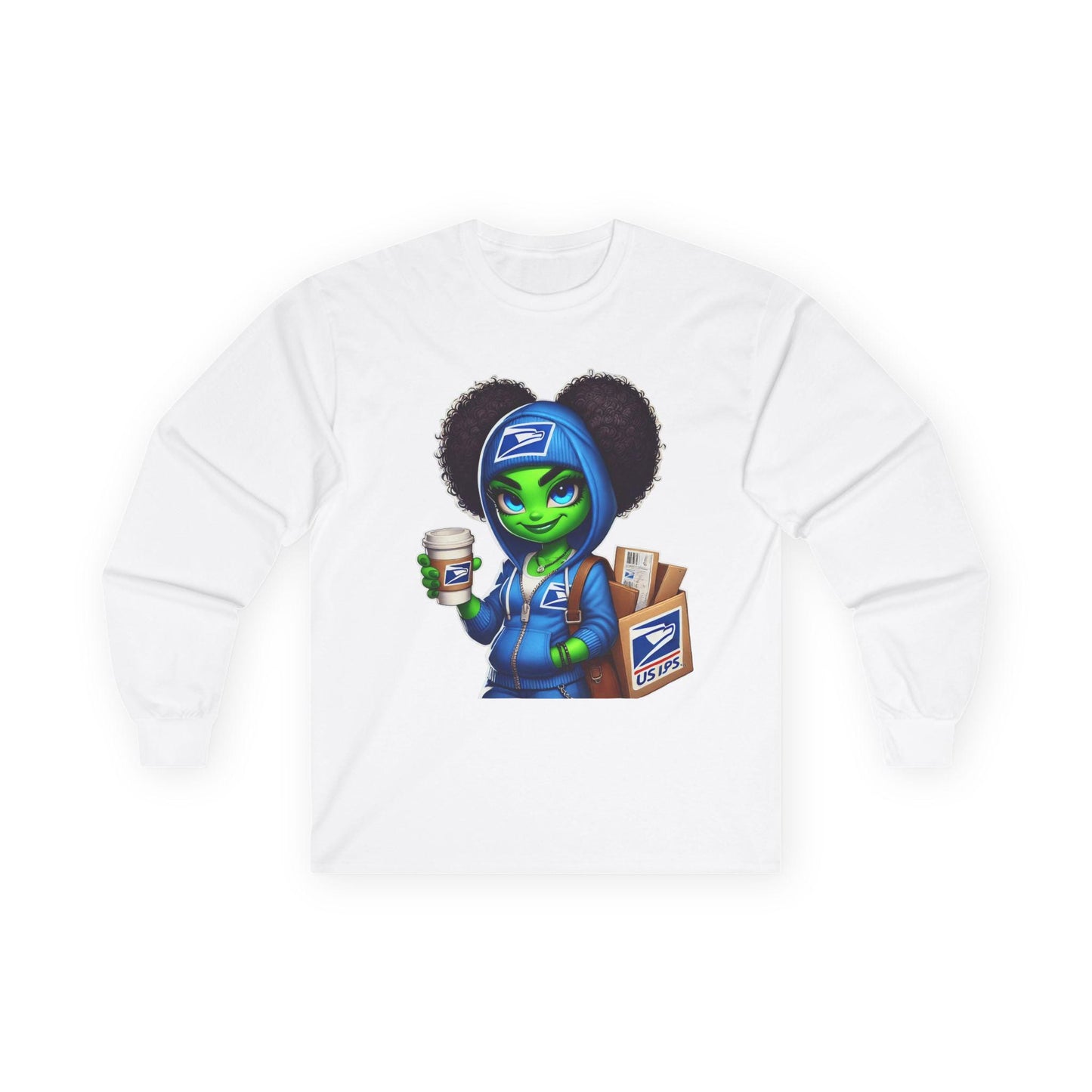 Alien USPS Delivery Long Sleeve Tee, Fun Gift for USPS Fans, Comfy Tee, Unisex Shirt for Mail Lovers, Office Humor Apparel, Unique