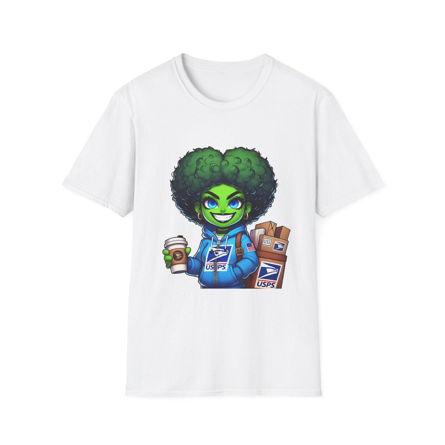 Funny Alien Delivery T-Shirt, USPS Gift for Mail Carriers, Unisex Softstyle Tee for Postal Workers, Comfy Graphic Shirt, Casual Wear
