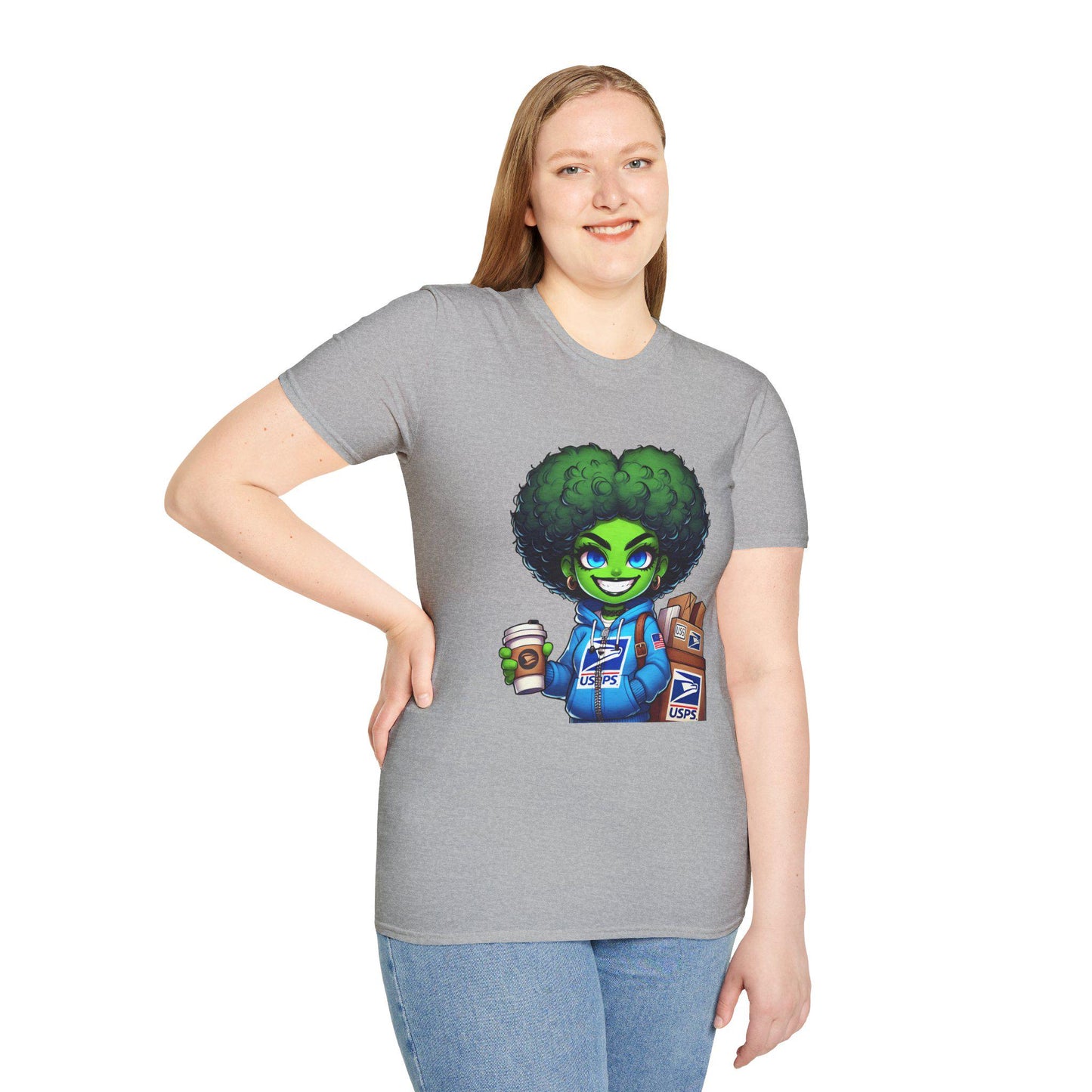 Funny Alien Delivery T-Shirt, USPS Gift for Mail Carriers, Unisex Softstyle Tee for Postal Workers, Comfy Graphic Shirt, Casual Wear