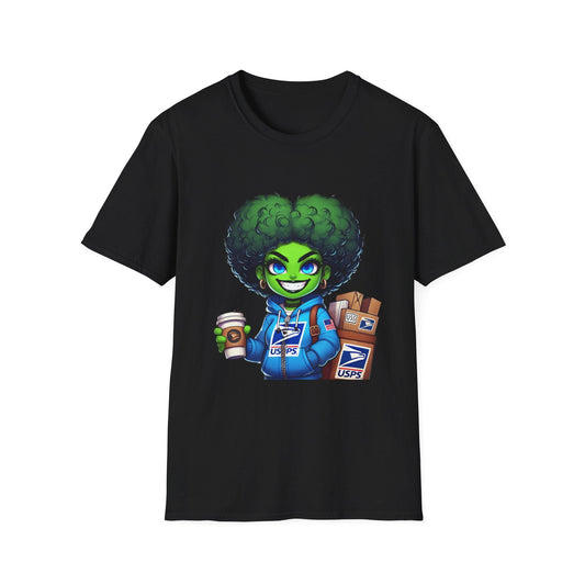 Funny Alien Delivery T-Shirt, USPS Gift for Mail Carriers, Unisex Softstyle Tee for Postal Workers, Comfy Graphic Shirt, Casual Wear