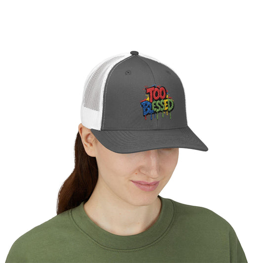 Too Blessed Snapback Trucker Cap, Trendy Hat, Faith-Inspired Fashion, Perfect for Gifting, Casual Wear, Summer Festivals