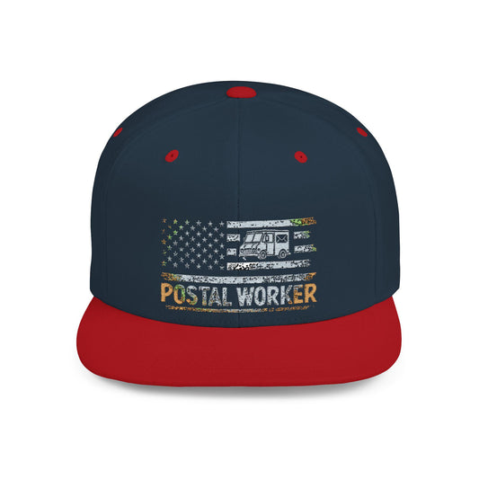Postal Worker Flat Bill Snapback Hat, Unique Gift for Post Office Employees, Casual Wear, Holiday Gift, Stylish Cap